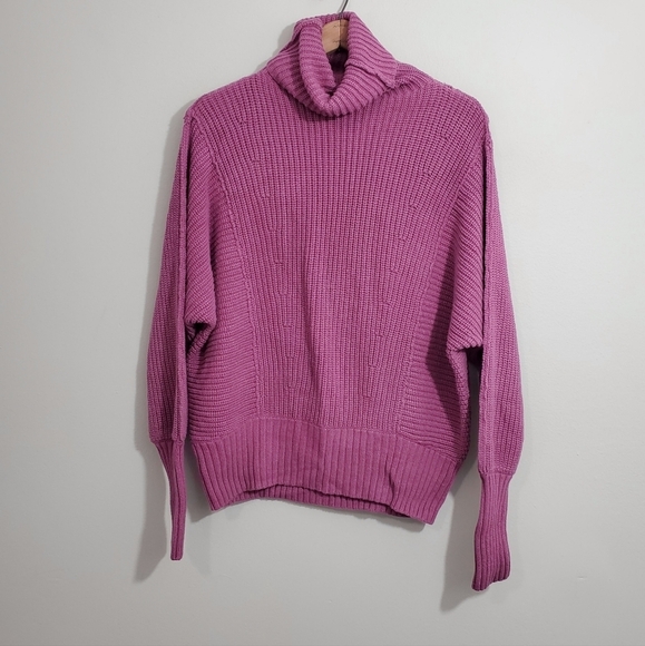 Free People Purple Oversized Cotton Blend Sweater - Picture 1 of 3